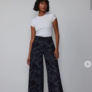 Floral Black Wide-Leg Pants - NEW WITH TAGS